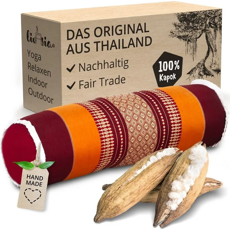 livasia Nackenrolle Nackenrolle, vegan und handgefertigt, Ø 17x56 cm, Kapok