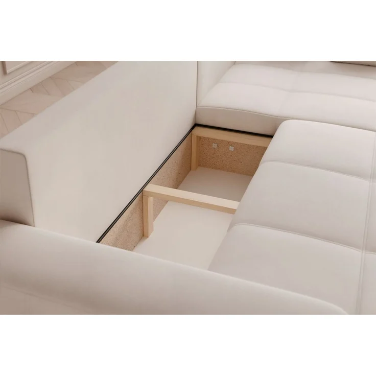 Ecksofa Schlafsofa Sofa LEROS XL in Stoff Manila Creme Ottomane Rechts – Bild 5