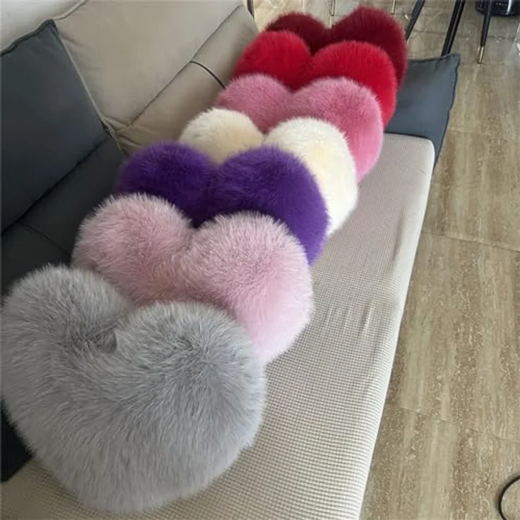 Herzkissen Dekokissen Zierkissen Herz Kissen Kinderzimmer Decor Herzform Dekokissen Kopfkissen Kissen Zierkissen Plüsch Kinderkissen für Kinderzimmer Sofa Dekoration (Rosa,40x45 cm) – Bild 3