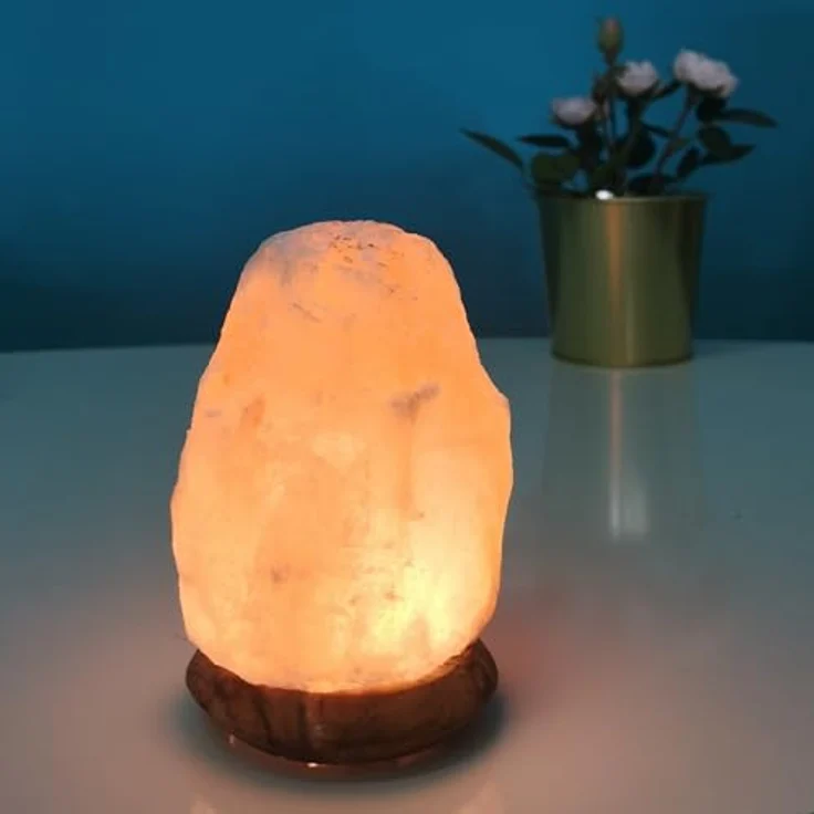 USB -Steinsalz -USB -Lampe - 100% authentisches natürliches Himalaya aus Salt Range Pakistan -Salzkristall - Handgeschnitzt - Holzbasis - USB -Stromkabel - ca. 500 g - Zen'light – Bild 9