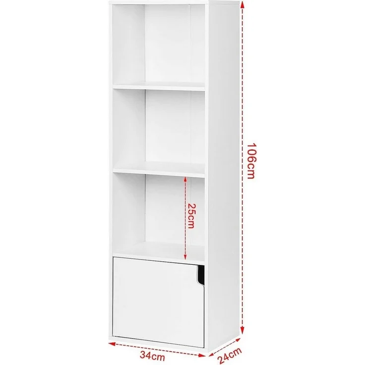 EUGAD Bücherregal, 1-tlg, mit 4 Fächern 1 Tür, Würfelregal aus MDF – Bild 2