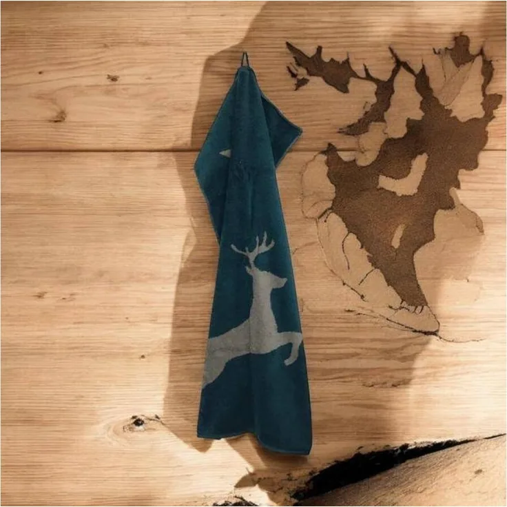 Cawö Home Handtuch Christmas Edition 929 Hirsch Smaragd Handtuch, Baumwolle