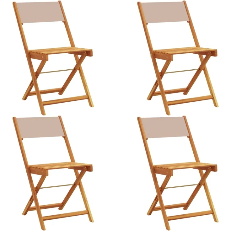 vidaXL Gartenstühle 4 Stk. Klappbar Taupe Stoff und Massivholz 3214616 – Bild 1