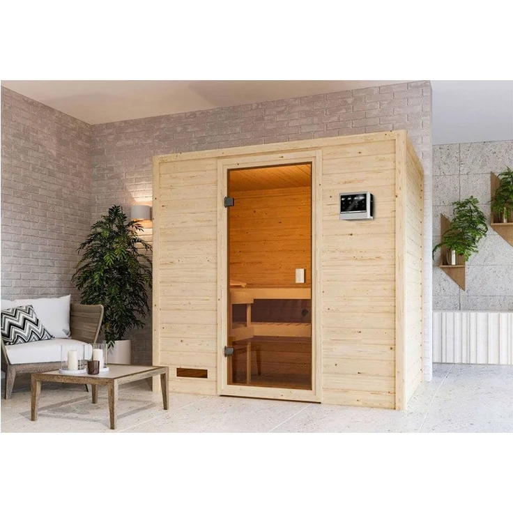 Karibu Sauna Selena + 9kW Saunaofen mit ext. Steuerung Easy – Bild 3