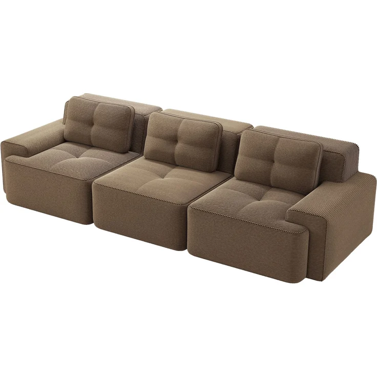 EINHOM Cloud Modulsofa Boneless Sofa, Modulares Ecksofa, Überdimensionales Modulares Cloud-Sofa, Bequeme Corduroy-Cloud-SofaSofas, 3-Sitzer Tiefsitz Sofa für Wohnzimmer, Montagefreies Sofa, braun – Bild 5