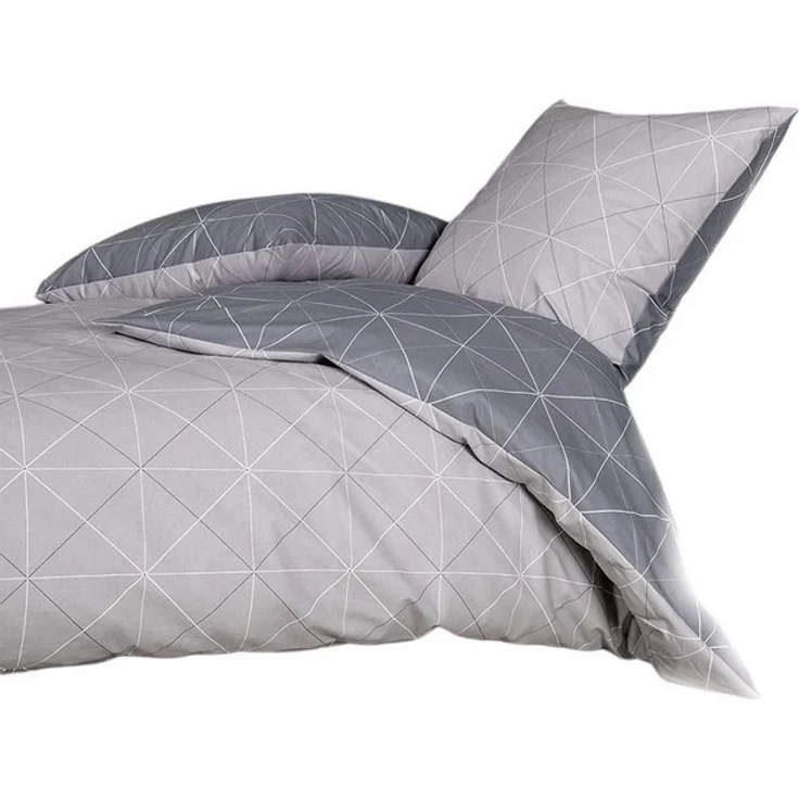 soma Bettwäsche Bettbezug 135x200 80x80 geometirisch gestreift grau bieber warm, Biber, 2 teilig, Warme Biber Flanell Bettwäsche 135x200 Herbst Winter kuschelig weich – Bild 4