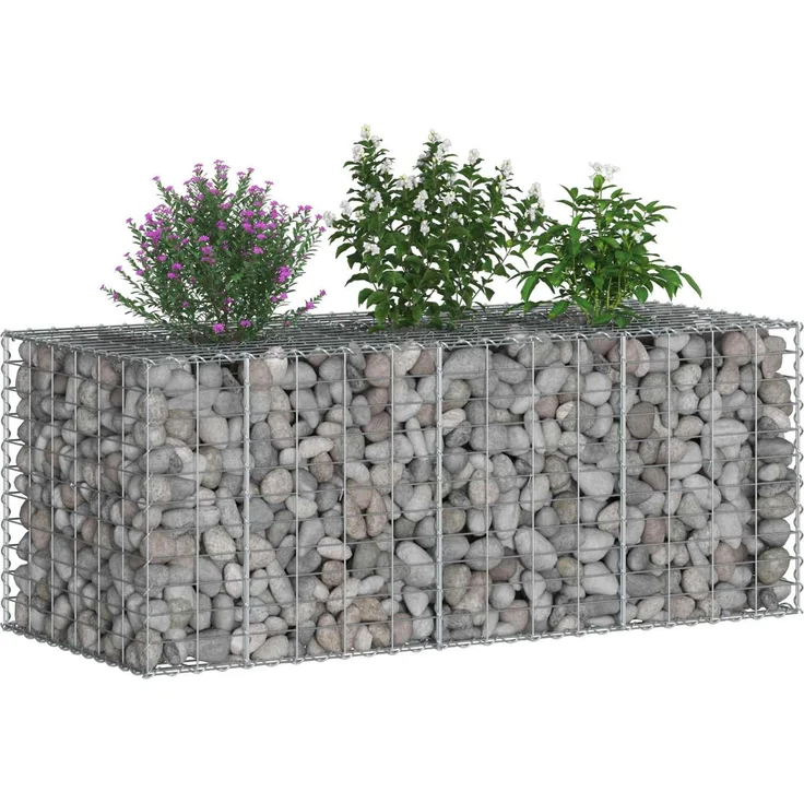 vidaXL Gabionen-Hochbeet 140 x 60 x 55 cm Verzinkter Stahl Silber 42033322 – Bild 3