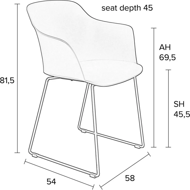 Sessel Tango im 2er-Set, Grau mit Stahlgestell für das Wohnzimmer 58x54x81,5 cm – Bild 4