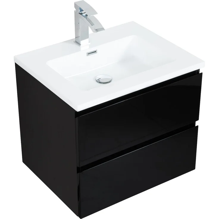 Badplaats Badmöbel Set mit Waschbecken und Unterschrank Angela 60 x 48 cm Schwarz Matt - Waschbeckenunterschrank mit Soft-Close und Waschbecken, Vorgemontiert – Bild 4