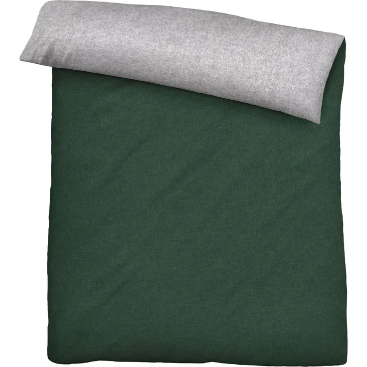 biberna Melange-Flanell Bettwäsche 0840500 MELANGE UNI, dunkelgrün, 1x 135x200 cm + 1x 80x80 cm – Bild 2