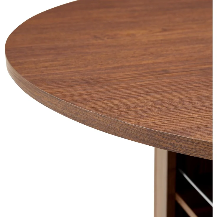 Esstisch rund 100x100x76 cm, MDF in Walnussoptik mit offenen Stauraumfächern – Bild 10