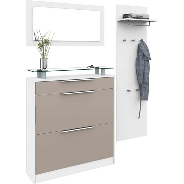 borchardt Möbel Garderoben-Set Oliva, (3-tlg), mit stehendem Schuhschrank, Paneel und Spiegel – Bild 4