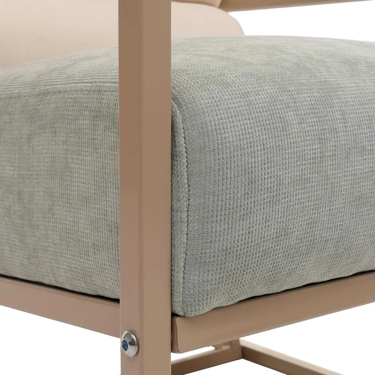 Lounge-Sessel HWC-O38, Cocktail-/Polstersessel Clubsessel, Stoff/Textil (420 g/m²) Metall MVG ~ beige, Polster blau-grün – Bild 8