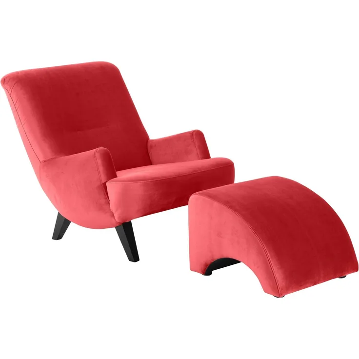 Sessel Kajsa 71x80x101 Bezug Samtvelours Buche schwarz/rot