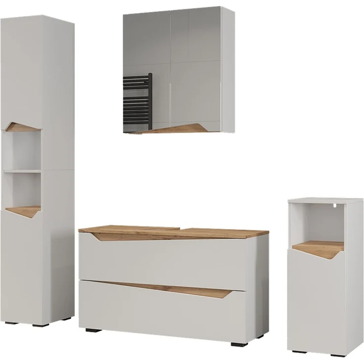 Badmöbel-Set Marelle Weiß/Artisan-Eiche 4 Teile Vicco – Bild 1