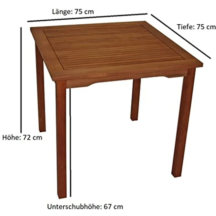 DEGAMO LAGO Gartentisch, Holz Eukalyptus, braun, 75x75cm – Bild 2