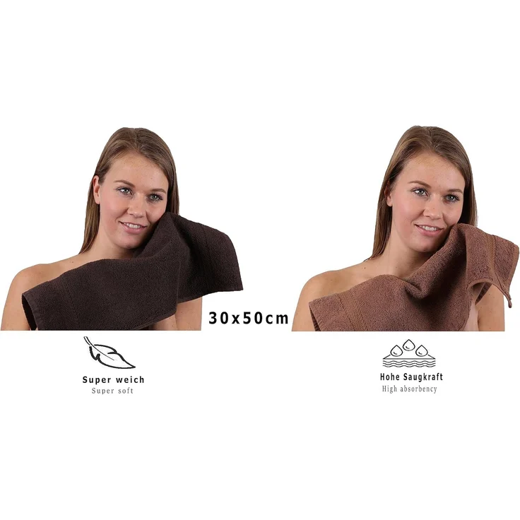 Betz Gästehandtücher 10 Stück Premium 30x50 cm Farbe dunkelbraun und nussbraun, 100% Baumwolle, 100% Baumwolle – Bild 5