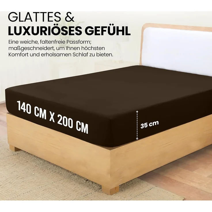Utopia Bedding - Spannbettlaken 140x200 cm - Braun - Gebürstete Polyester-Mikrofaser Spannbetttuch - 35 cm Tiefe Tasche – Bild 2