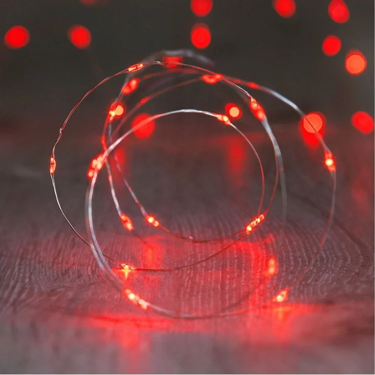 Lights4fun LED-Lichterkette 20er LED Micro Lichterkette rot batteriebetrieben – Bild 1