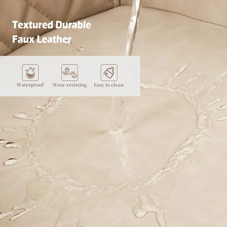 TUKAILAI Esszimmerstühle 2er Set aus Kunstleder, Modern Küchenstuhl Polsterstuhl Wohnzimmerstuhl Sessel mit Armlehnen Rückenlehne Metallbeinen, für Küche Esszimmer Wohnzimmer Lounge,Creme – Bild 5