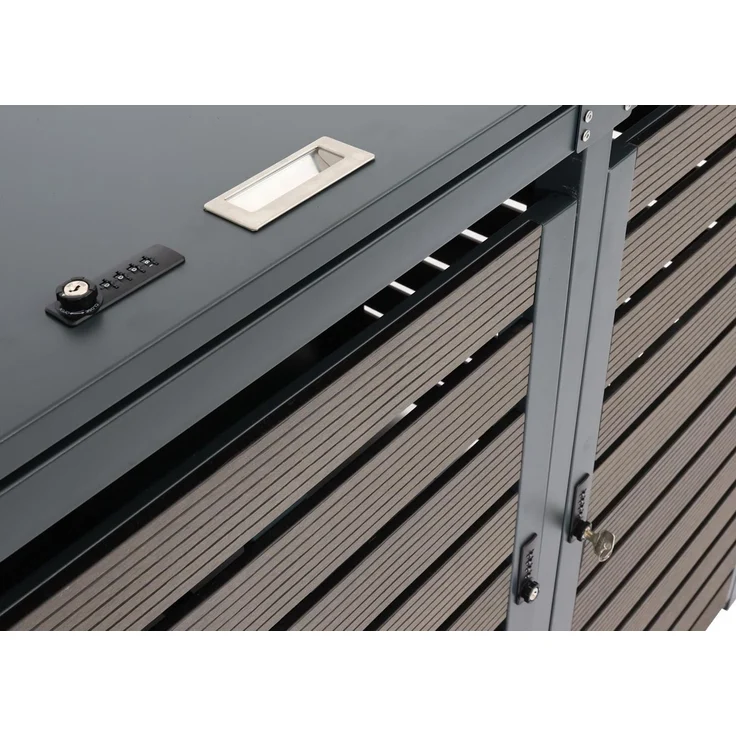 2er Mülltonnenverkleidung HWC-K14, Mülltonnenbox Mülltonnenabdeckung, 119x134x84cm WPC Metall 78kg ~ anthrazit – Bild 7