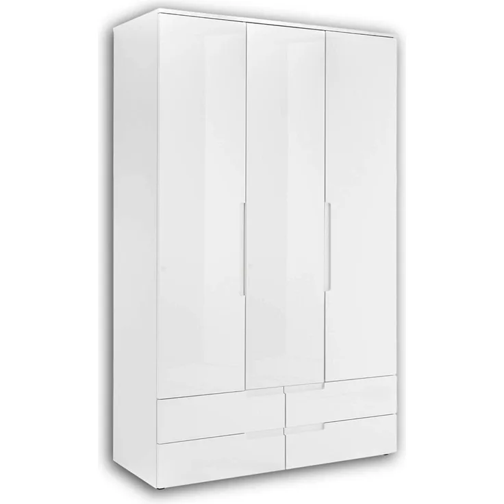 Kleiderschrank Stauraumschrank Drehtüren 58-733-13 Weiß Hochglanz ca. 126 x 208 x 57 cm