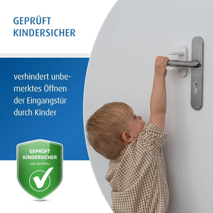 reer Türgriff-Stopp, Kindersicherung für Wohnungs- und Eingangstüren, Türgriffschutz, Türklinkenpuffer, Türstopper – Bild 3