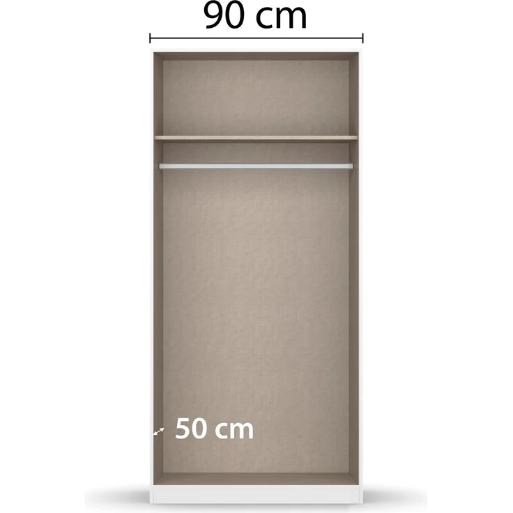 rauch Kleiderschrank, Drehtürenschrank COSTA, 2-türig, push-to-open, Alpinweiß, 91 x 197 x 54 cm – Bild 5