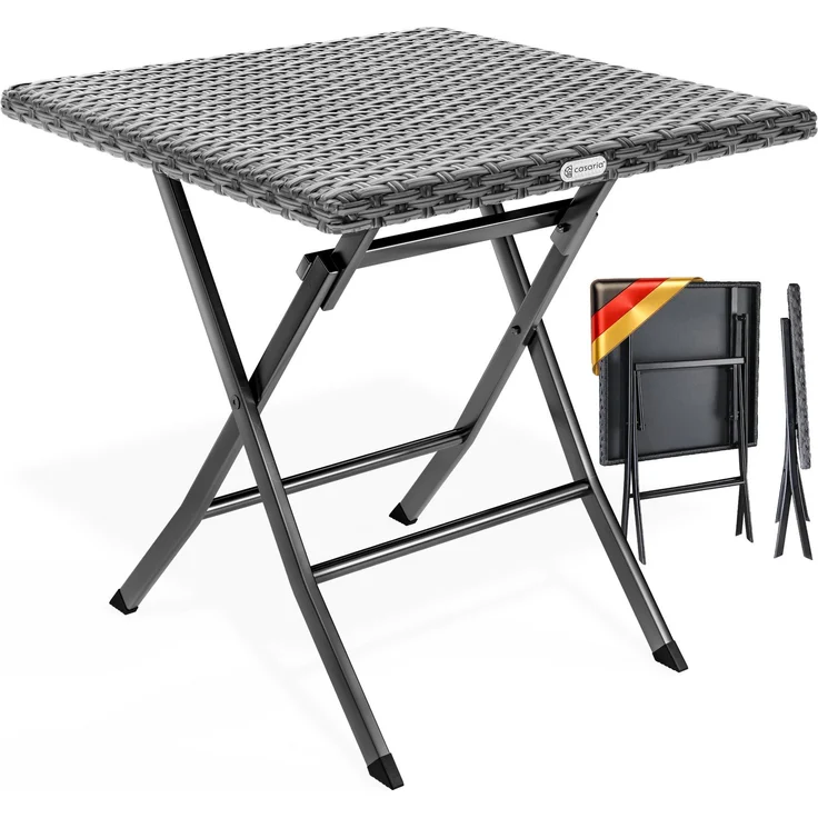 CASARIA® Gartentisch Wetterfest Polyrattan Anthrazit – Bild 1