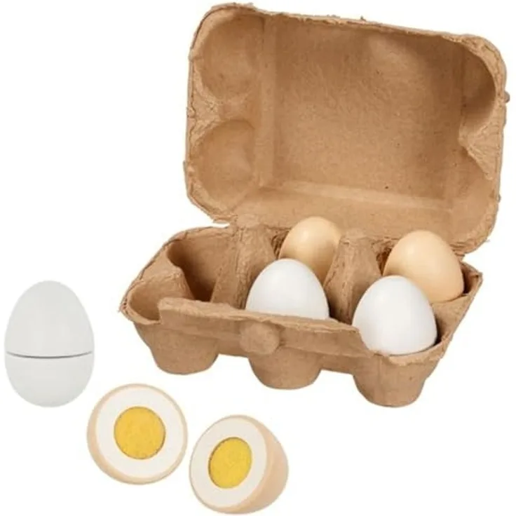 goki Eier mit Klettverbindung in Eierpappe, 6 Stück