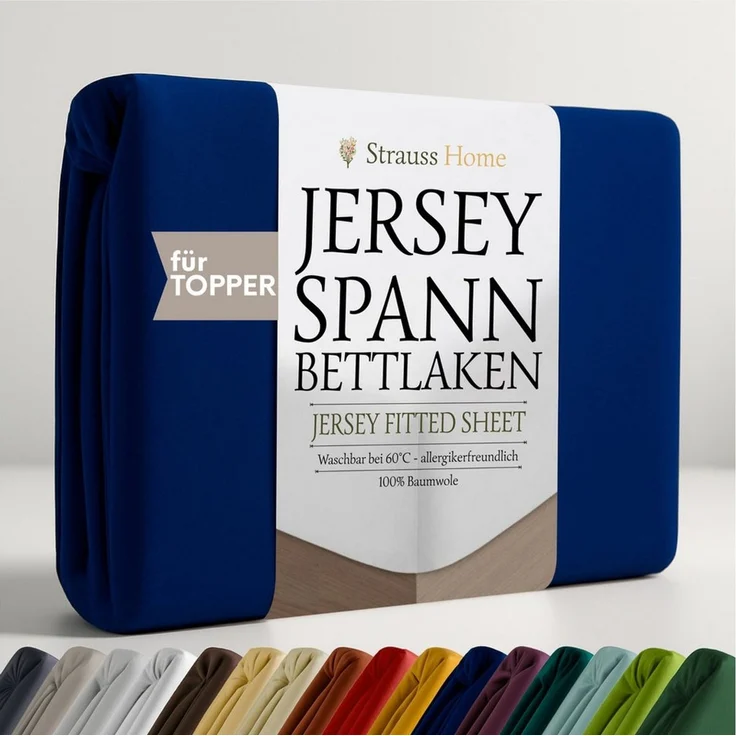 Strauss Home Spannbettlaken Premium Topper Spannbettlaken 150GSM für Matratzen-Topper 10cm Höhe, Gummizug: Rundumgummi, für Topper mit einer Höhe von 10cm, OEKO-TEX zertifiziert – Bild 1
