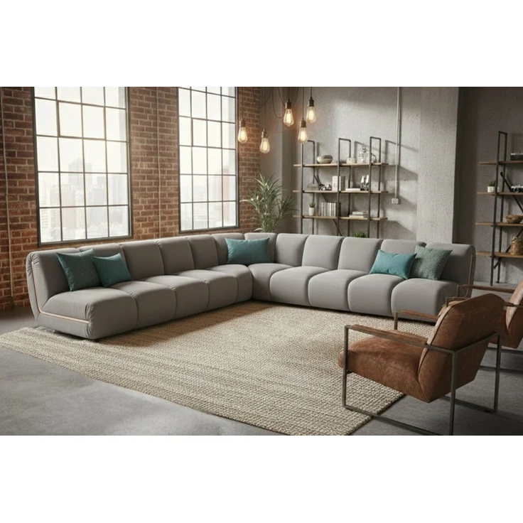 KAWOLA Modulsofa LAYLA Ecksofa 5 Module Velvet taupe 74 x 305 x 305 cm – Bild 5