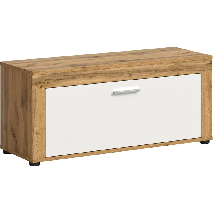 xonox. home Garderobe Jam X8BK6631 Sitzbank Bank in Wotan Eiche Nb, weiß, ca. 100 x 44 x 35 cm