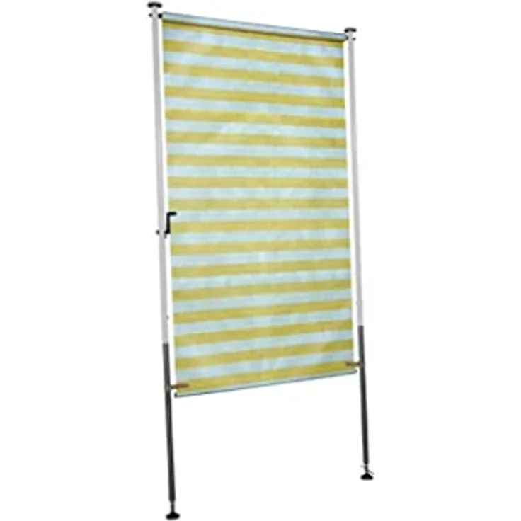 Angerer Freizeitmöbel GmbH Balkonsichtschutz Standard - Senkrechtmarkise für Sicht- und Sonnenschutz - Montage ohne Bohren und Dübeln - ideale Balkonmarkise für Mietwohnungen (Gelb-Weiß, 120 cm) – Bild 2