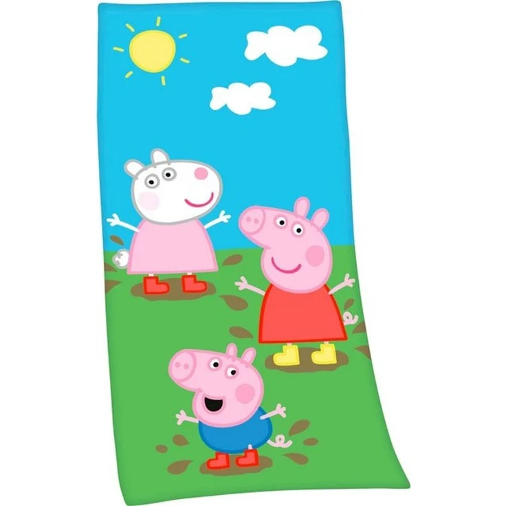 Herding Peppa Pig Velourstuch, Cotton, Mehrfarbig, 75x150 cm – Bild 2