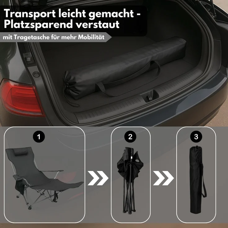 Coemo Tragbarer Liegestuhl, Campingliege mit Getränkehalter Braun – Bild 3