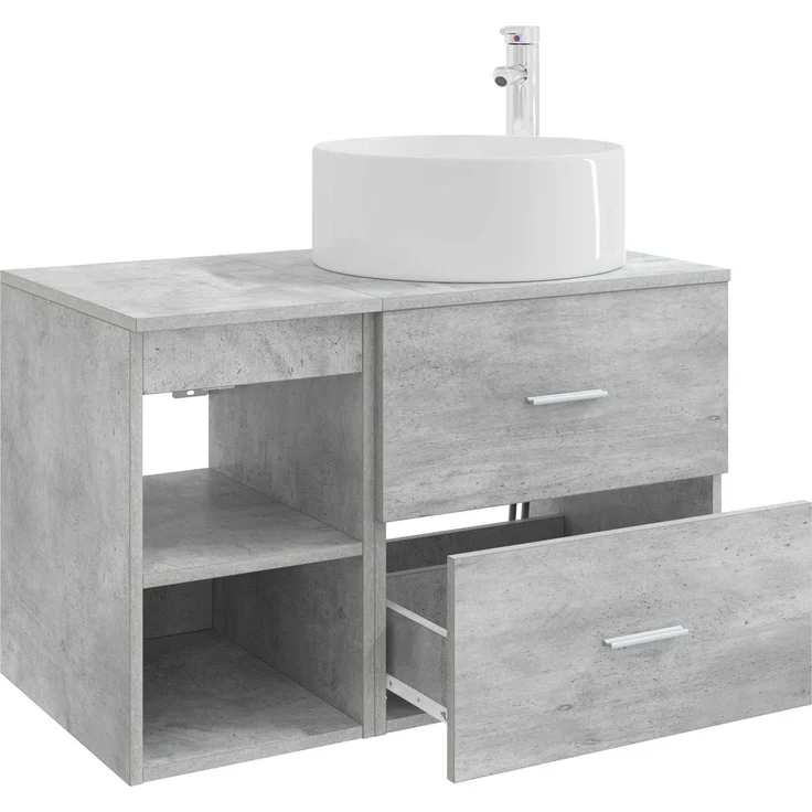 vidaXL Badezimmerschrank-Set 2 stk. Betongrau 79,5 x 44,5 x 80 cm 3403931 – Bild 4