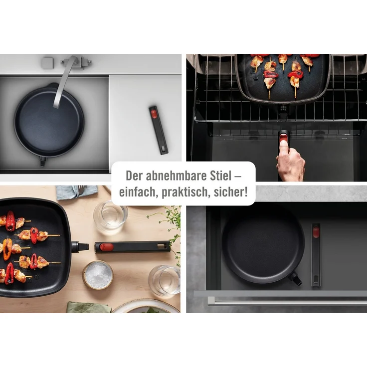 WOLL MADE IN GERMANY Grillpfanne Logic inkl. Deckel, Aluminiumguss, Abnehmbarer Stiel – Bild 2