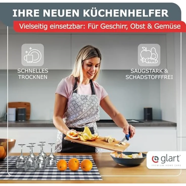Glart 48KV1 Geschirrtücher Set – 5 Stück à 50x70 cm – 100 % Baumwolle – 300 GSM – Oeko-TEX Zertifiziert – Lila kariert – Küchenhandtücher spülmaschinenfest – Bild 4