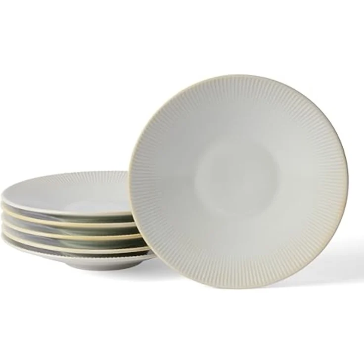 JIWOO Teller 6er Ø21,7cm, Pastateller Frühstücksteller Salatteller Dessertteller, (6 St), Keramik Hochwertiges Tellerset WeiB Mikrowellen spülmaschinenfest – Bild 1