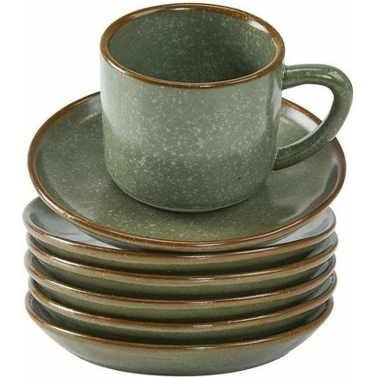 Mirabeau Geschirr-Set Tasse mit Untertasse 6er Set Biarré türkis/braun, Steinzeug – Bild 4