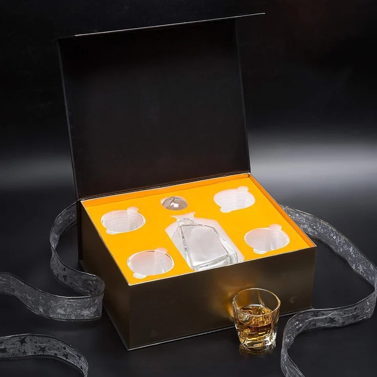 5-teiliges Whisky-Set Bleifrei Kristallgläser Karaffe 650ml, Geschenkbox – Bild 7