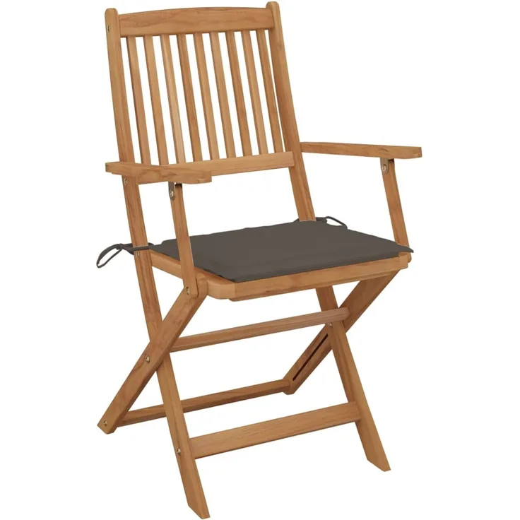 vidaXL Klappbare Gartenstühle 4 Stk. mit Kissen Massivholz Akazie 3064625