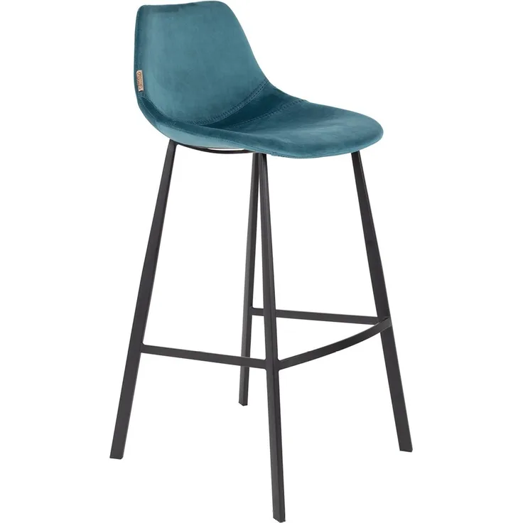 Barhocker FRANKY VELVET Samt Petrol von DutchBone