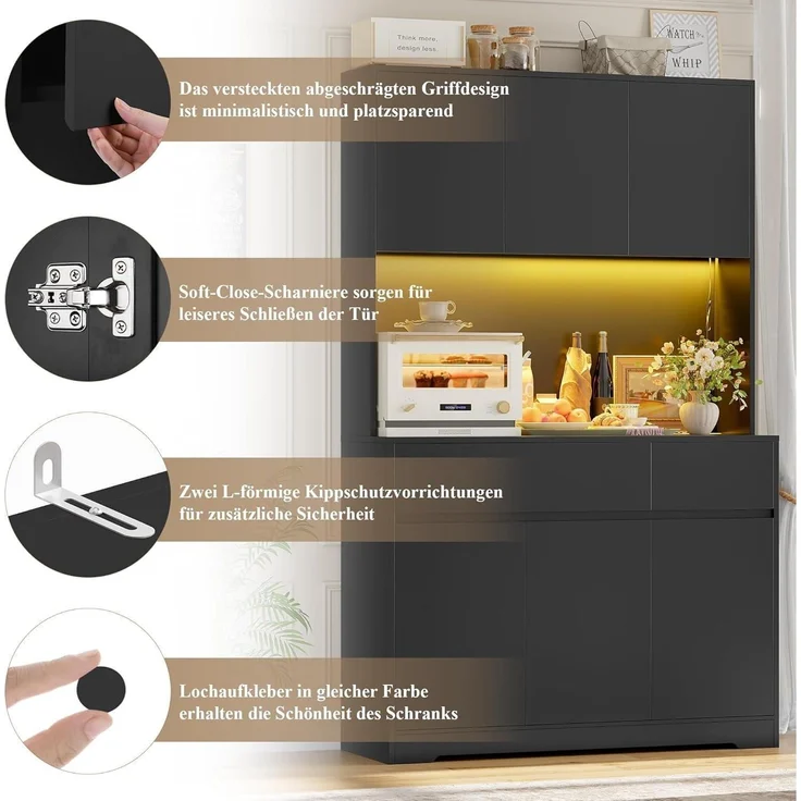 Küchenschrank Buffetschrank mit LED und Steckdose – Bild 7