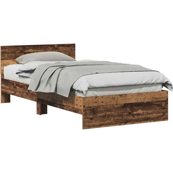 vidaXL Bettgestell mit Kopfteil Altholz 100 x 200 cm Holzwerkstoff 3376050 – Bild 2