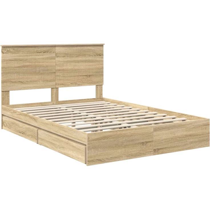vidaXL Aufbewahrungsbett Sonoma-Eiche 135 x 190 cm Holzwerkstoff 3411217 – Bild 3