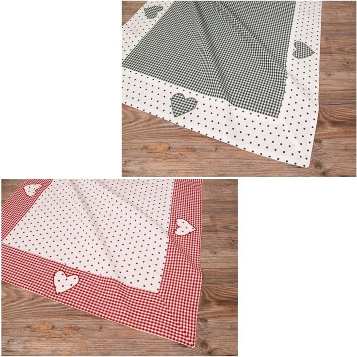 matches21 HOME & HOBBY Tischdecke Tischdecke LISE Herz Landhausstil rot, 100 % Baumwolle, in 70x70 cm (1-tlg), Pflegeleicht waschbar bis 30° Grad – Bild 3