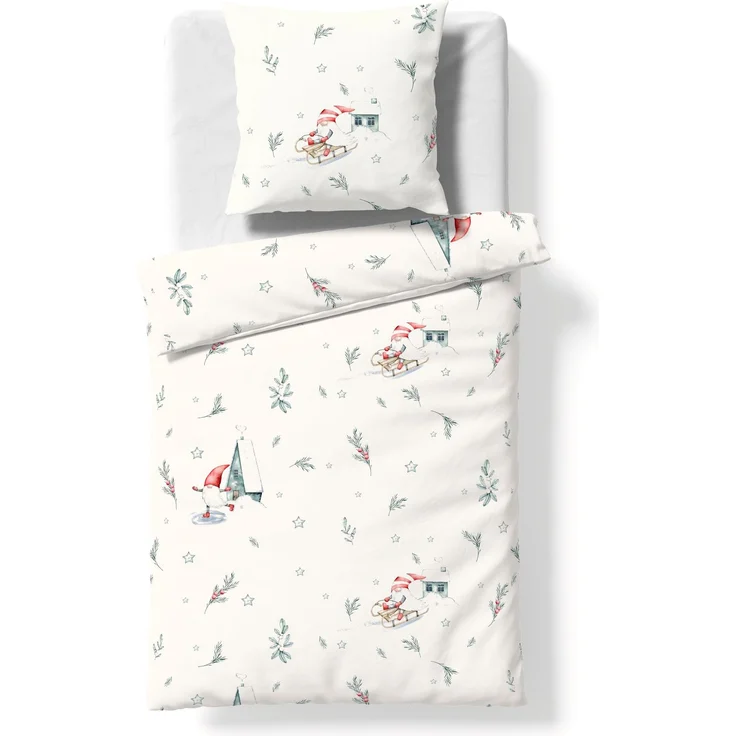 Fleuresse Aspen Biber Bettwäsche 155x220 Wichtel Zweige Häuser Schnee 434551-04 – Bild 2