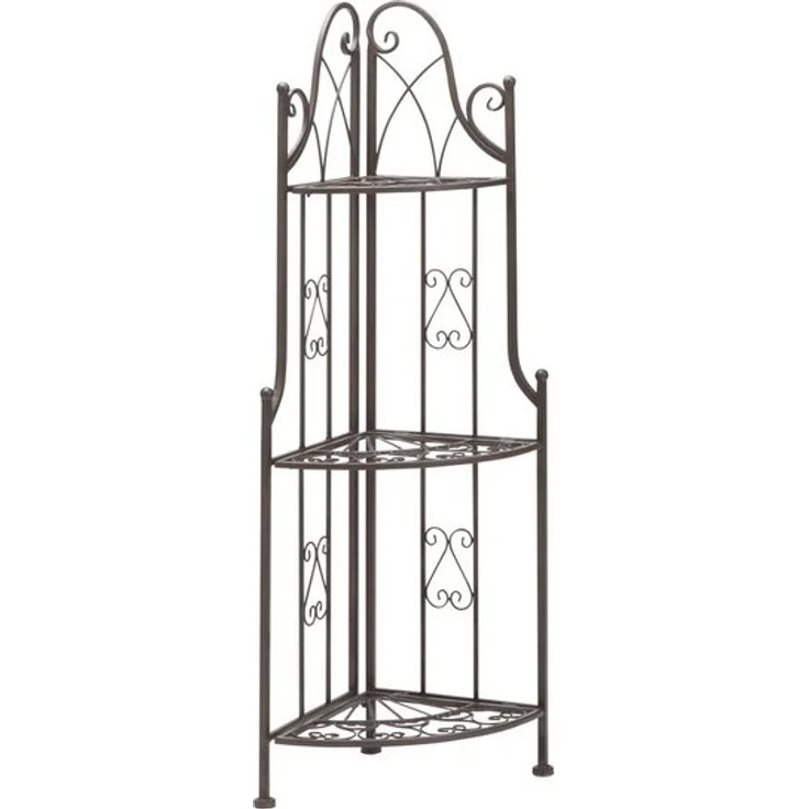 Dehner Blumenständer Eckregal Antik, 46 x 32 x 117.5 cm, Metall, Vintage Regal aus hochwertigem, robustem Eisen – Bild 4